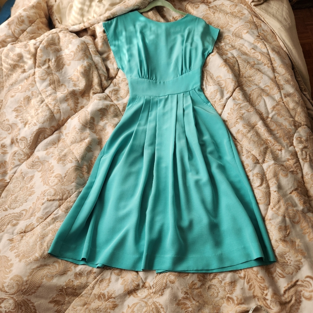 Tiffany Blue Tea Length Vintage Dress size S